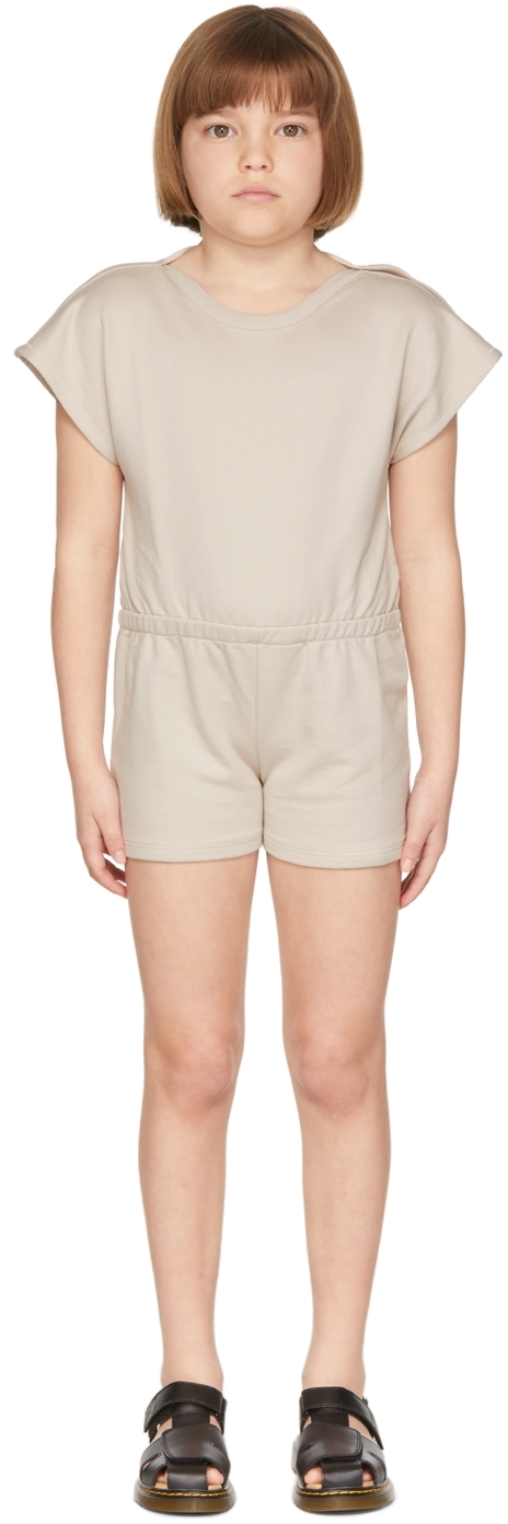 Misha And Puff Kids Gray French Terry Romper In 010 Moon