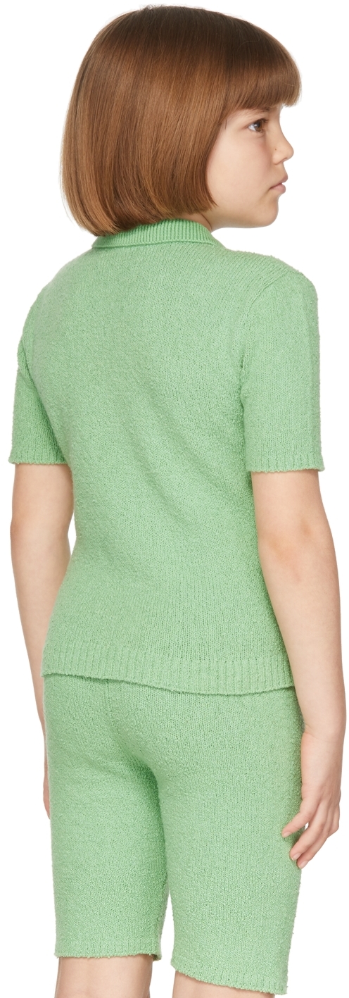 Misha And Puff Kids Green Bouclé Polo In 322 Peapod