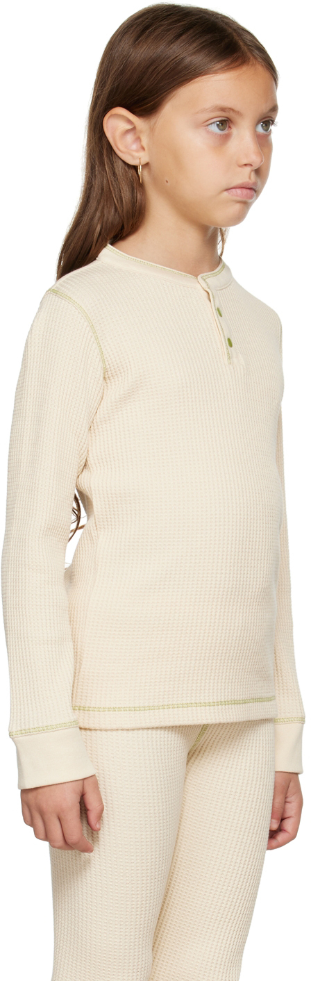 Misha And Puff Kids Beige Waffle Long Sleeve T-shirt In String 298
