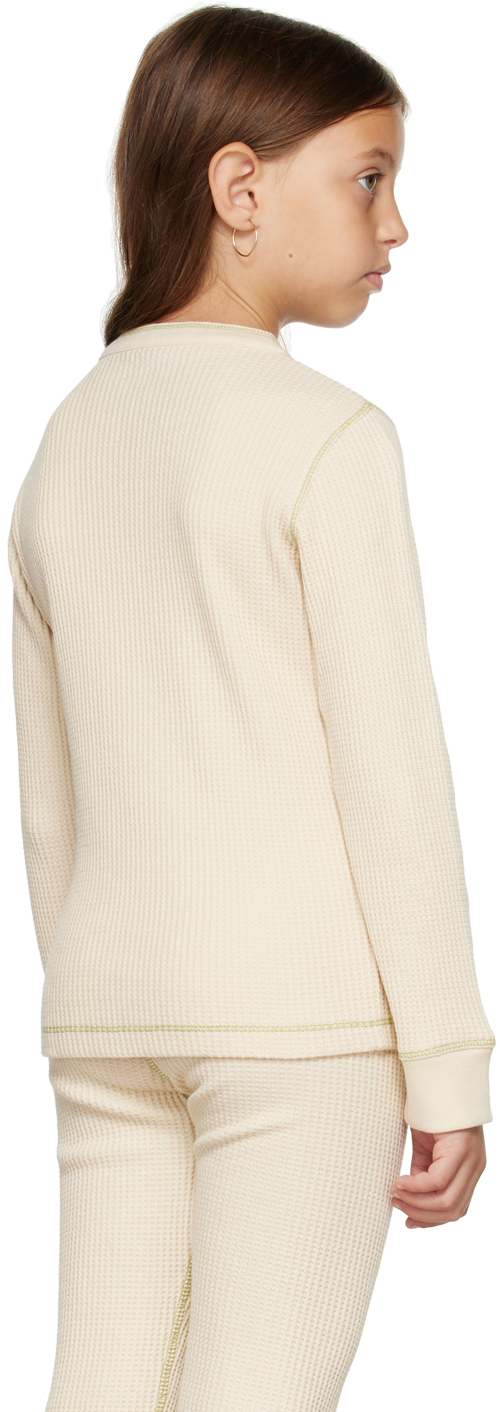 Misha And Puff Kids Beige Waffle Long Sleeve T-shirt In String 298