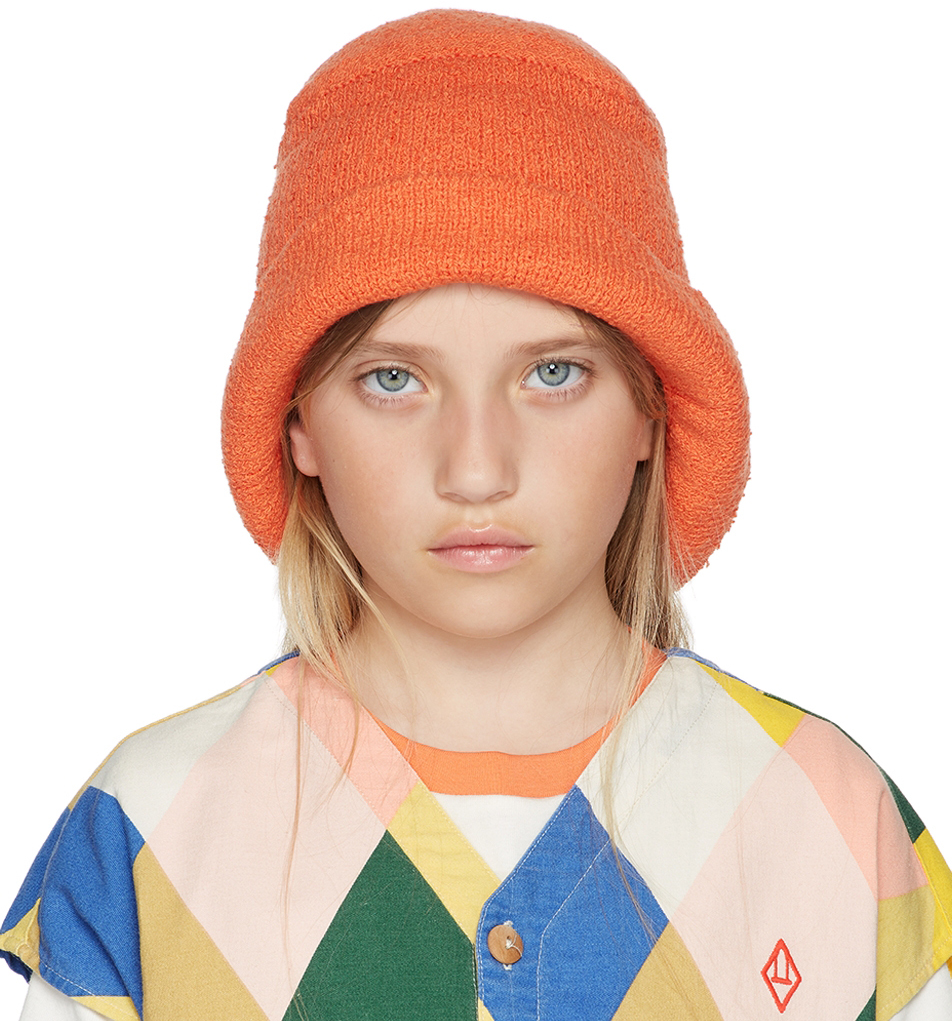 Kids Orange Bouclé Bucket Hat