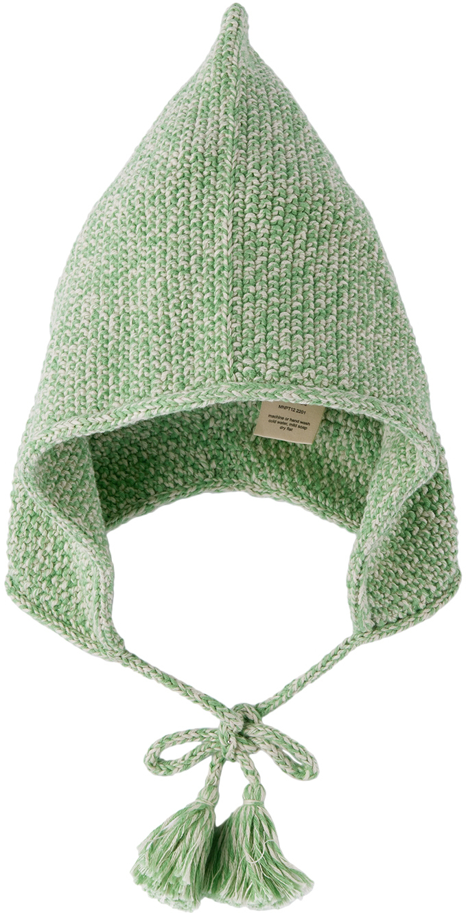 Misha And Puff Baby Green & White Cottonseed Bonnet In 322 Peapod