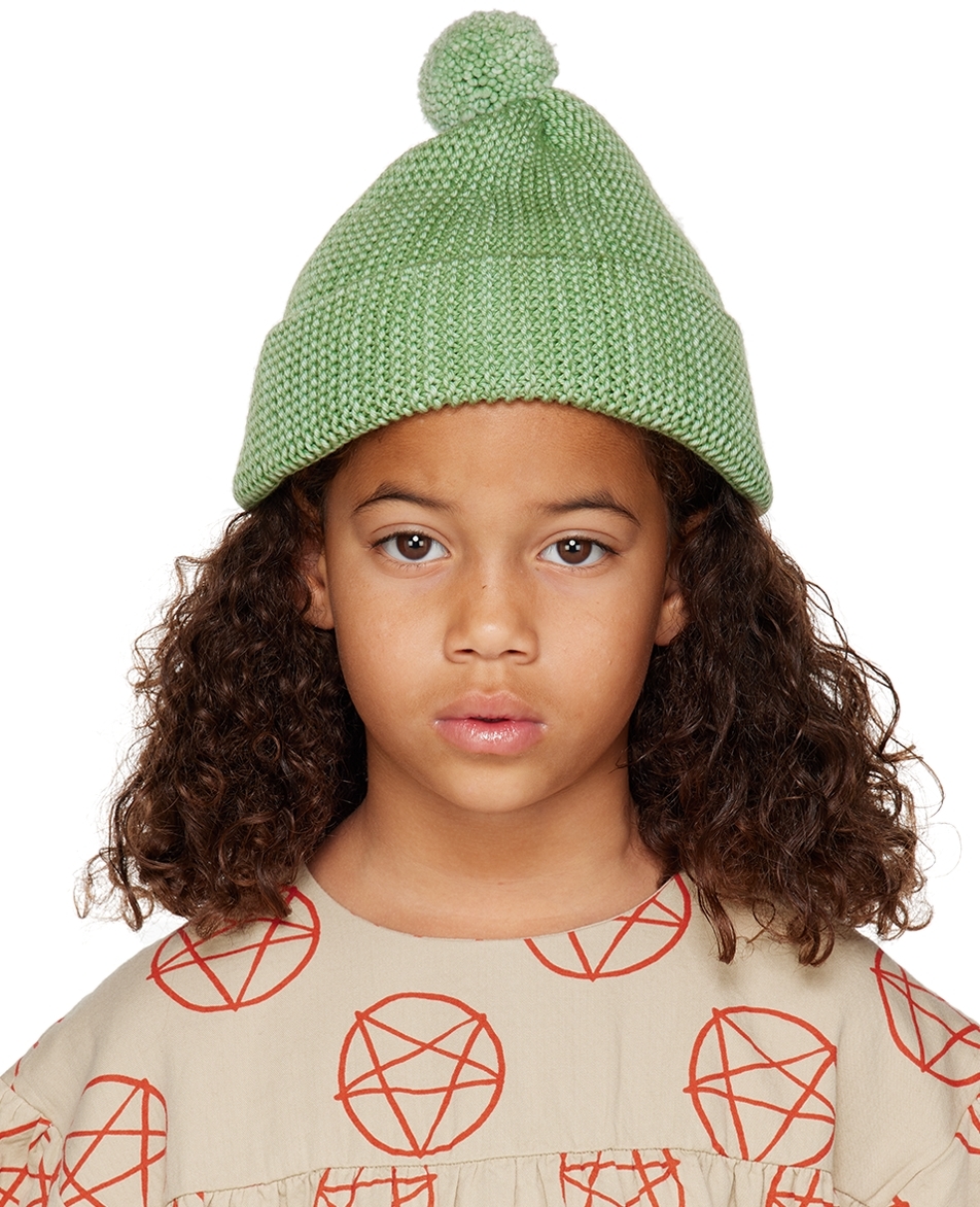 Kids Green Garter Hat by Misha & Puff | SSENSE Canada