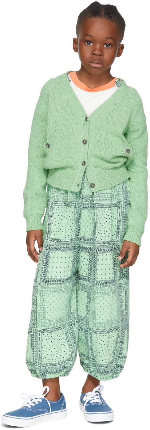 Misha And Puff Kids Green Bouclé Everyday Cardigan In 322 Peapod
