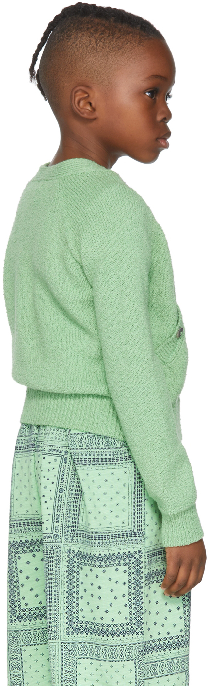 Misha And Puff Kids Green Bouclé Everyday Cardigan In 322 Peapod