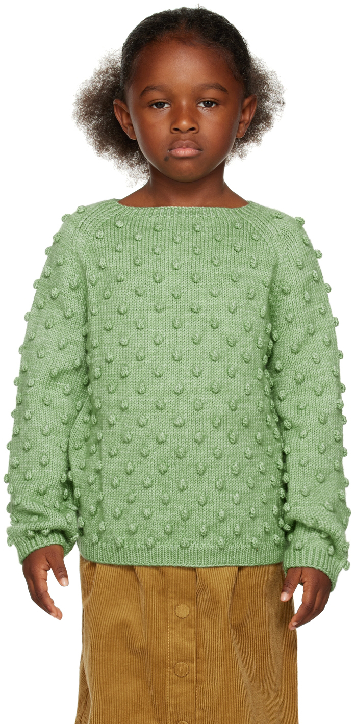 Kids Green Popcorn Sweater by Misha & Puff on Sale