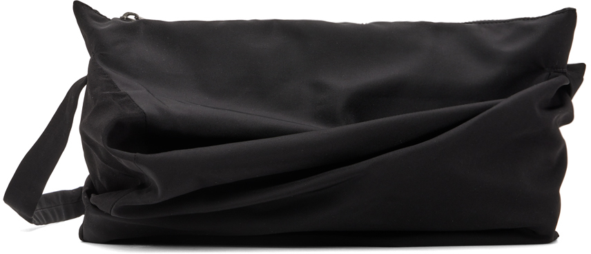 Yohji Yamamoto Black Small Puff Bag In Burgundy