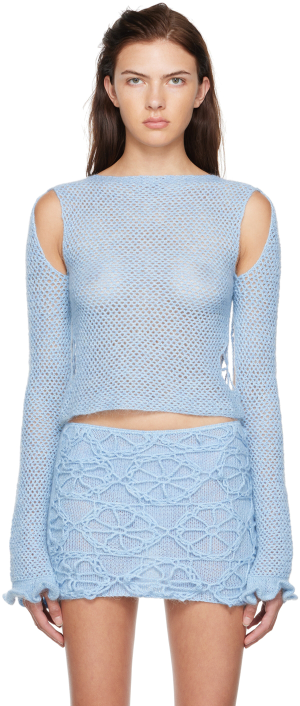 SSENSE Exclusive Blue Crocheted Sweater