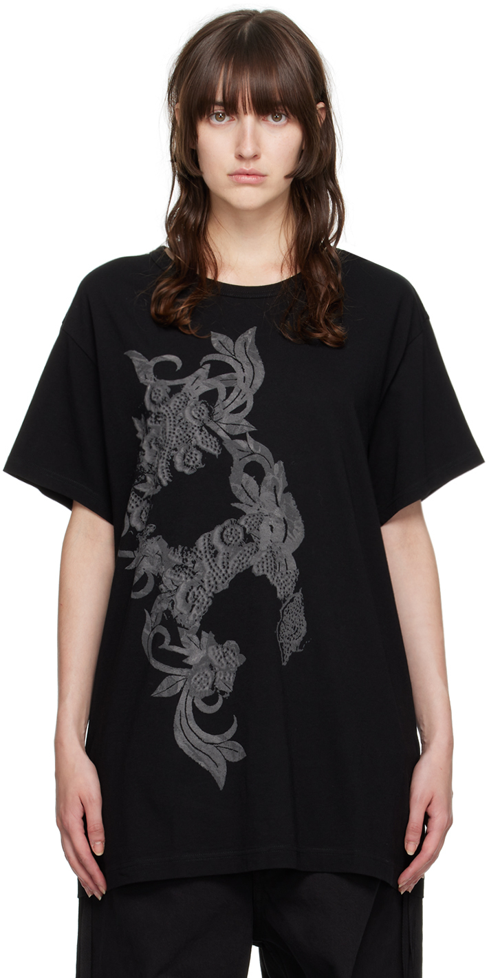 Yohji Yamamoto Black Graphic T-Shirt