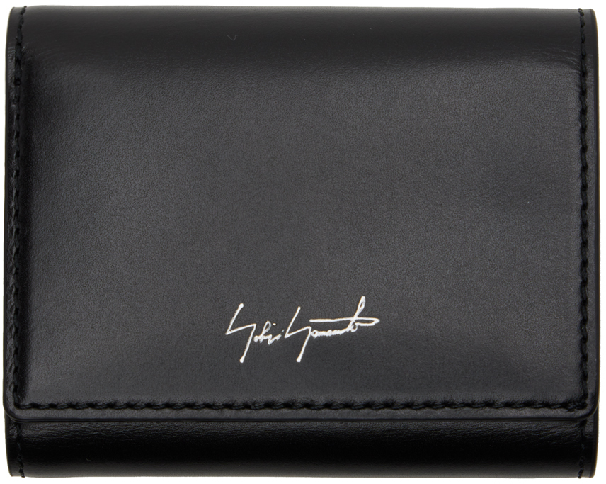 Yohji Yamamoto Black Compact Trifold Wallet