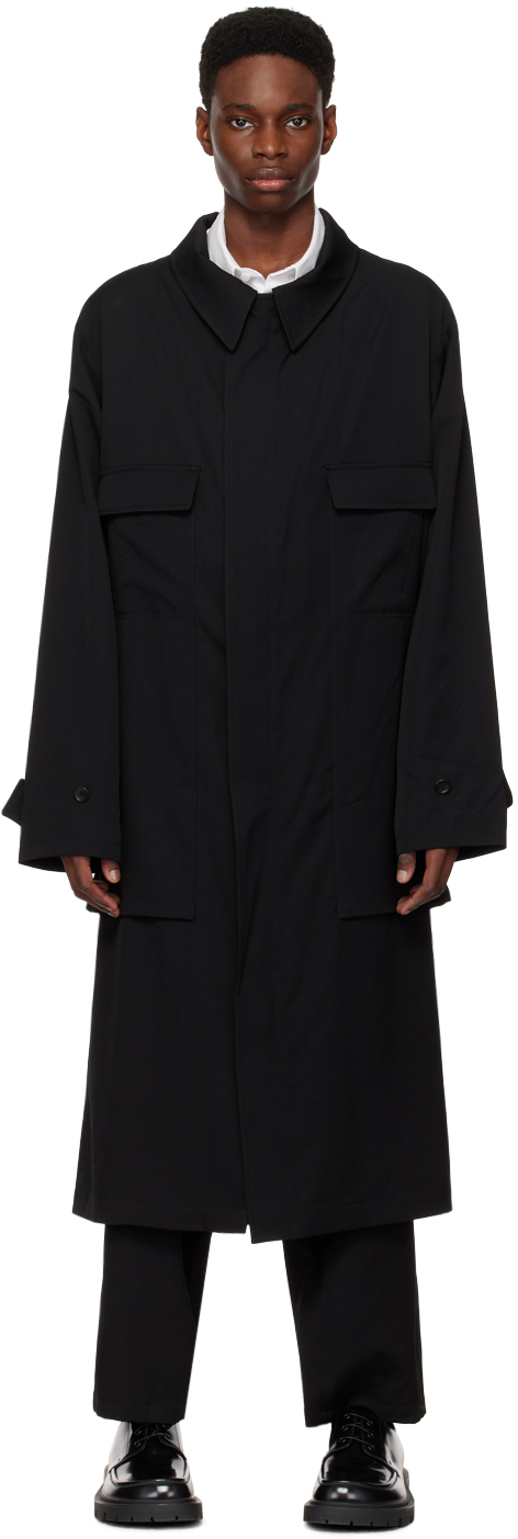 Yohji Yamamoto Black Convertible Collar Coat
