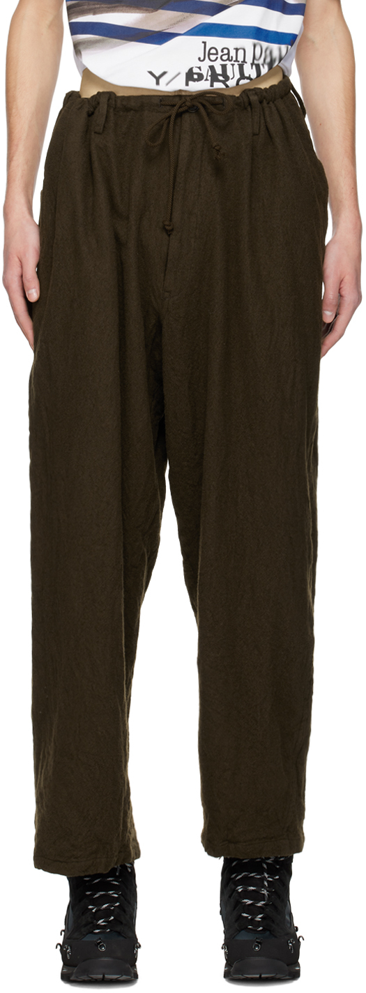 Yohji Yamamoto Brown Drawstring Trousers
