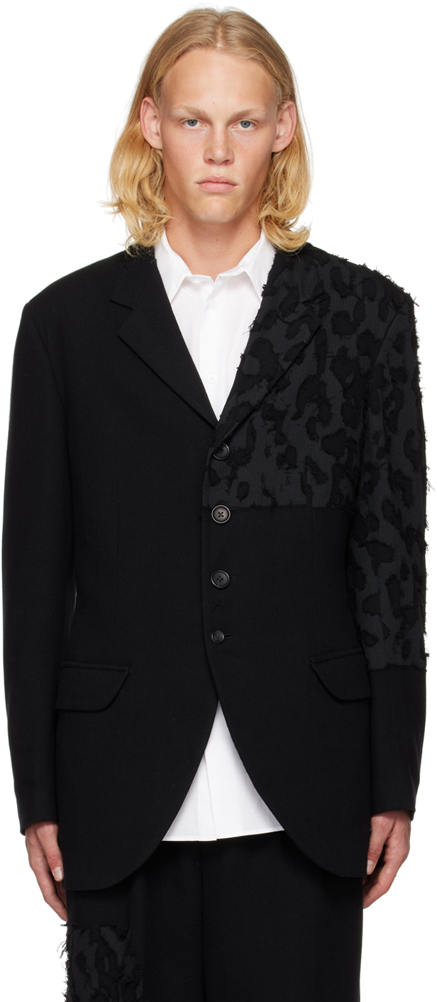 YOHJI YAMAMOTO BLACK DOUBLE LEOPARD OPAL BLAZER