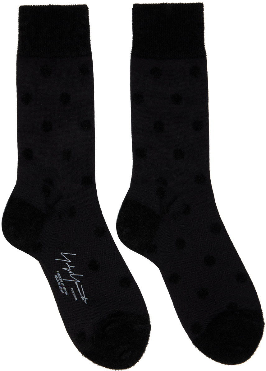 Yohji Yamamoto Black Dot Socks In Blk X Blk