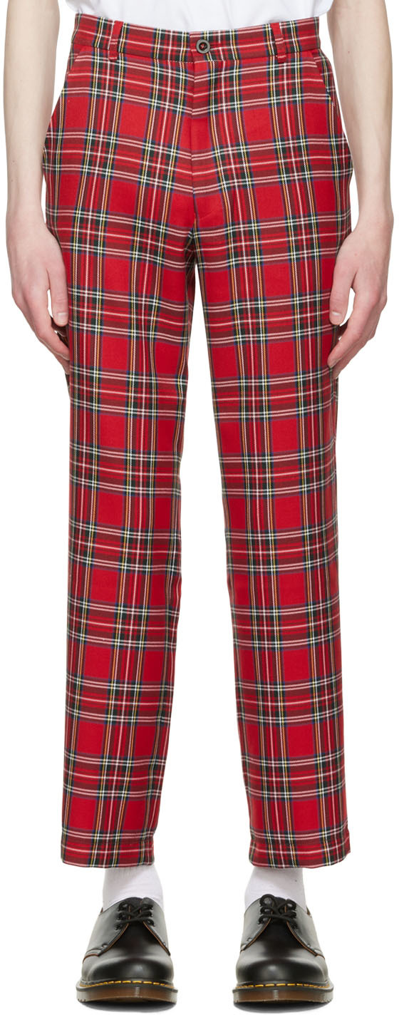 Red Polyester Trousers