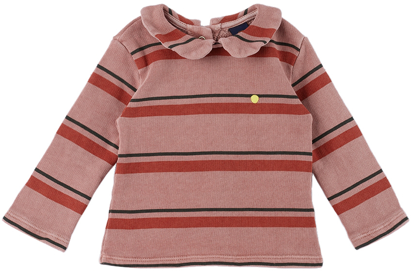 Bonmot Organic Baby Red Striped Shirt In Rust
