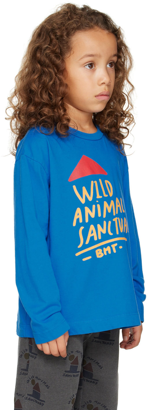 Shop Bonmot Organic Kids Blue 'wild Sanctuary' T-shirt In Sea Blue