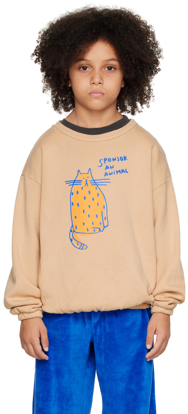Kids Beige 'Sponser' Sweatshirt by Bonmot Organic on Sale