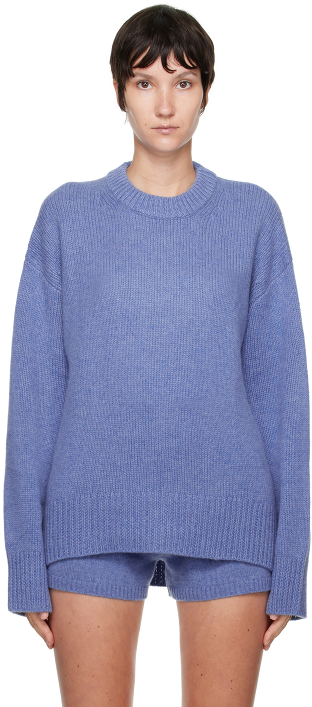 SSENSE Women Clothing Sweaters Sweatshirts Blue Viscose Sweatshirt 