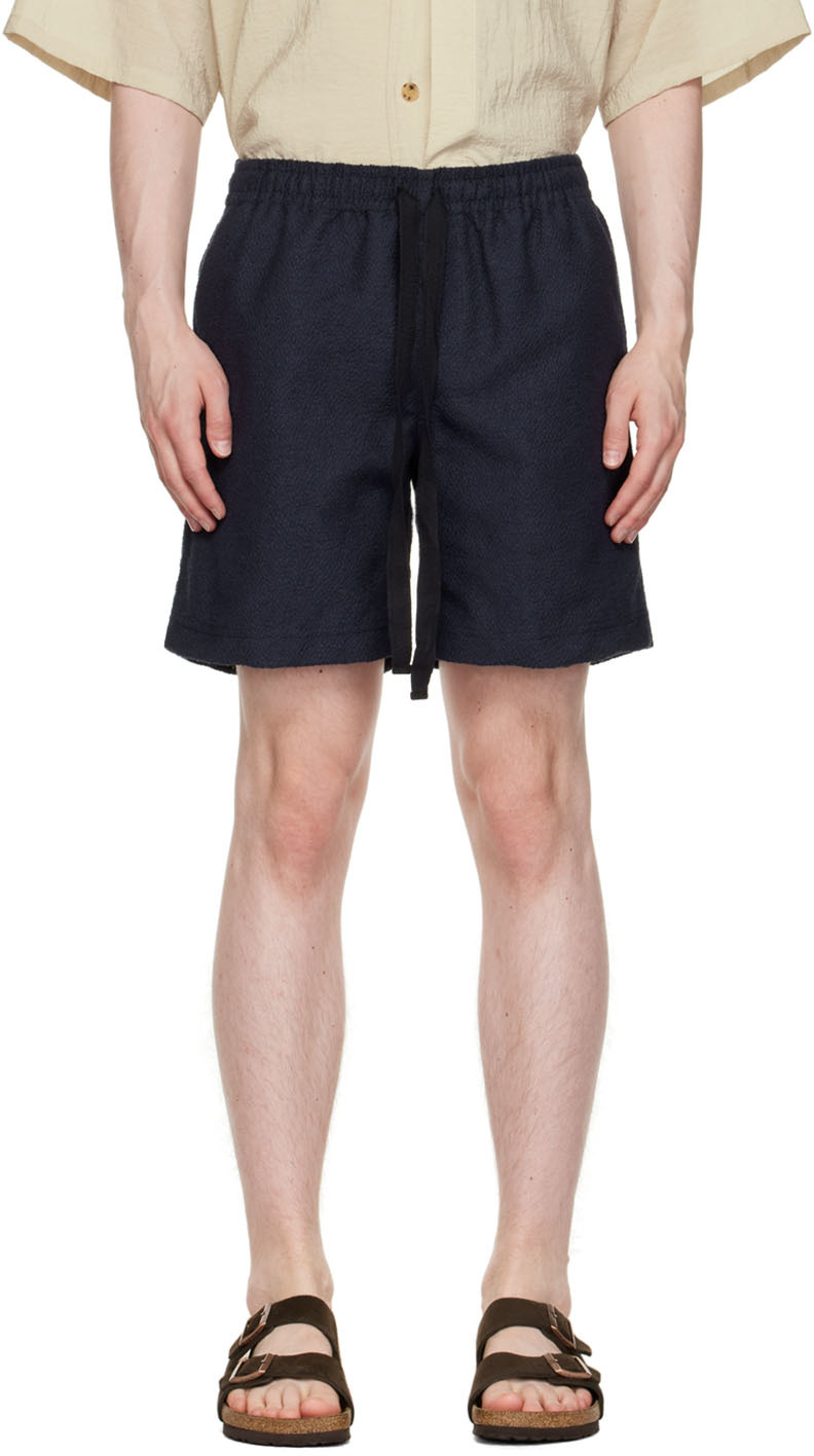 Navy Nylon Shorts