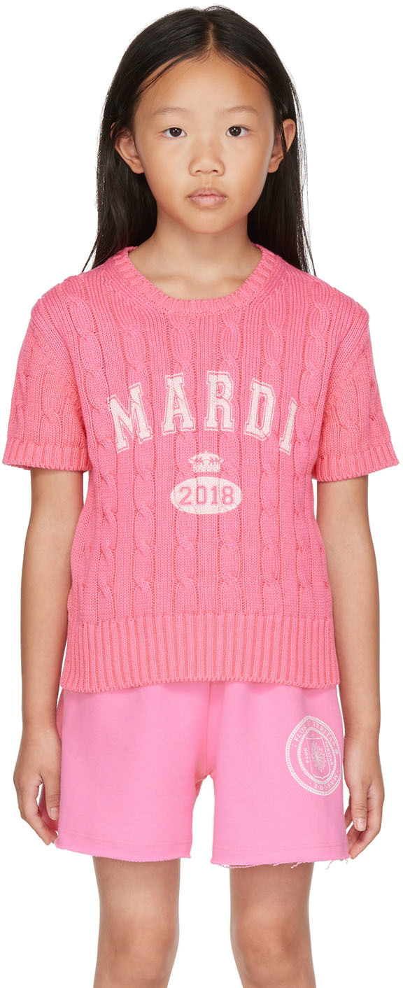 Mardi Mercredi Les Petits Kids Pink Vintage Print Sweater In Peony Ivory