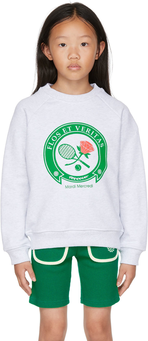 Mardi Mercredi Les Petits Kids Gray Tennis Sweatshirt In Heather