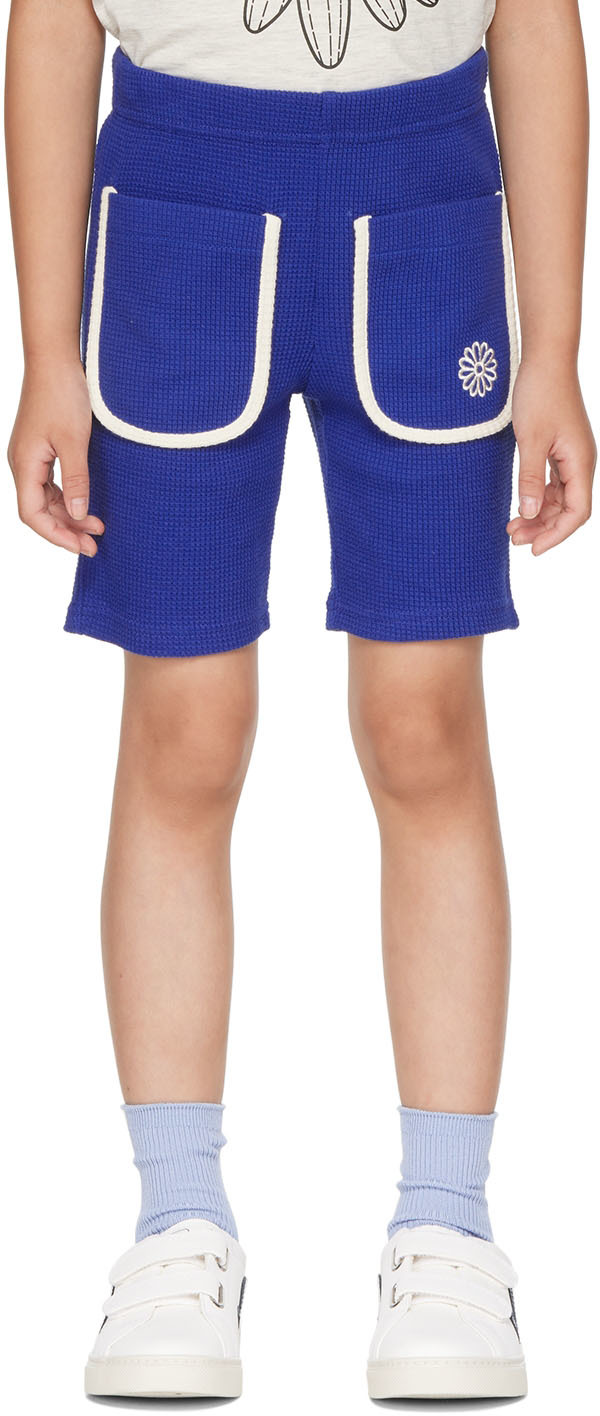 Kids Blue Waffle Shorts by Mardi Mercredi Les Petits | SSENSE Canada