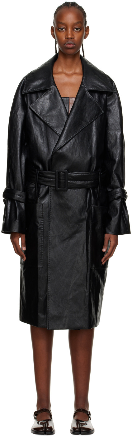 SSENSE Women Clothing Coats Trench Coats Black Open Front Trench Coat 