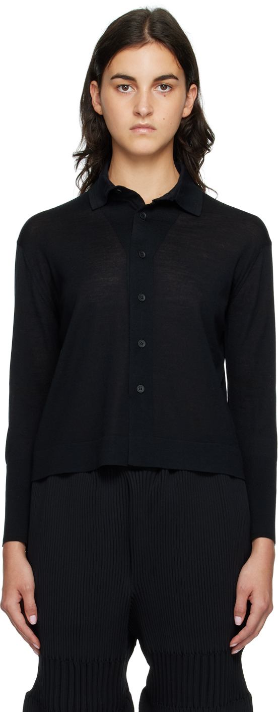 Black High Gauge Cardigan