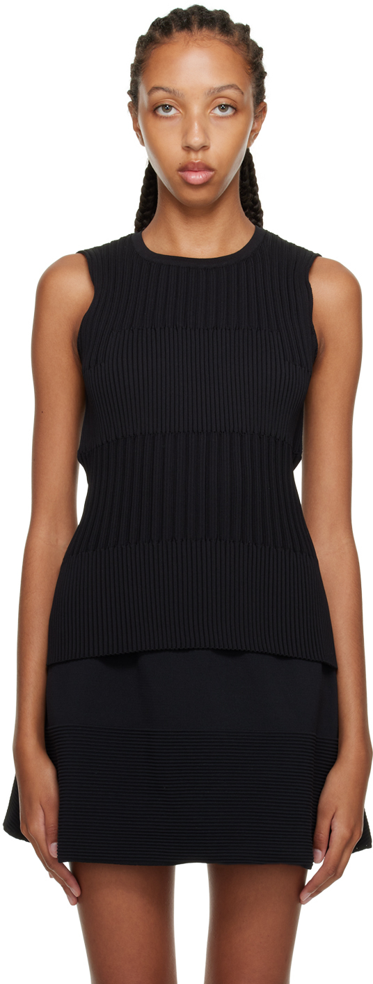 Black Fluted Tank Top