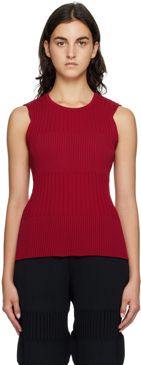 Red Fluted Tank Top