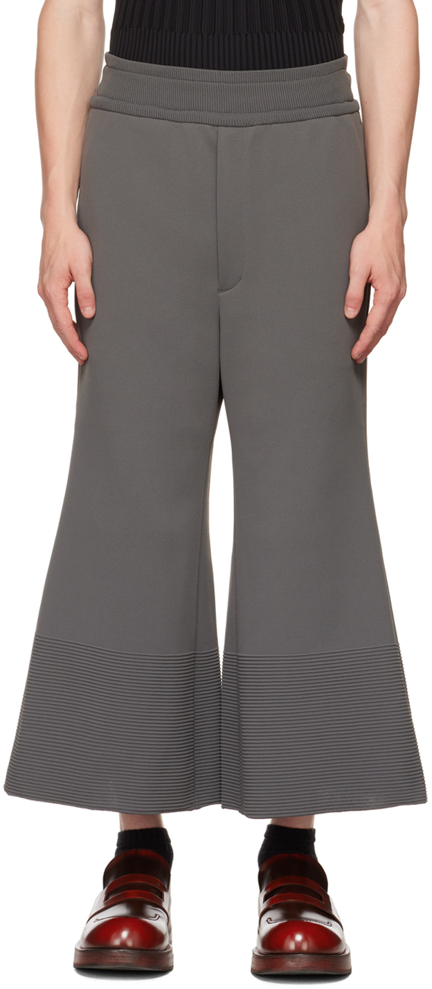 CFCL: Gray Milan Rib Flare Trousers | SSENSE Canada