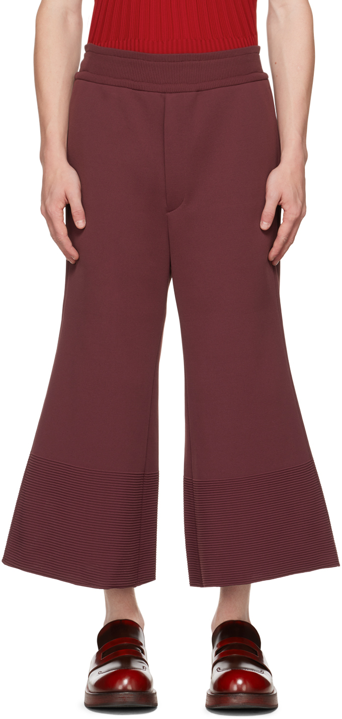 Burgundy Milan Rib Flare Pants