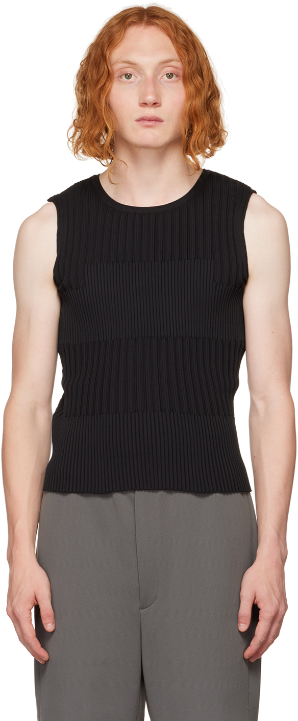 CFCL: Black Fluted Tank Top | SSENSE UK