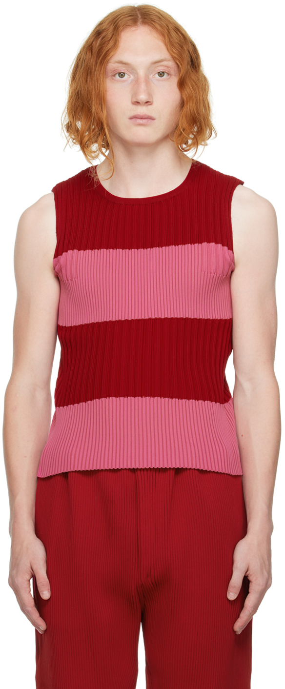 SSENSE Canada Exclusive Red & Pink Fluted Tank Top by CFCL on Sale