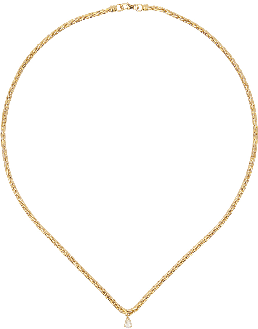Yvonne Léon Gold Solitaire Diamond Necklace