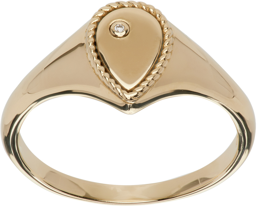 Yvonne Léon Gold Mini Chevalière Pear Ring