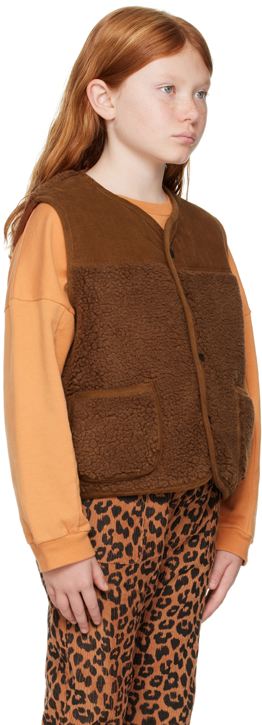 DAILY BRAT KIDS BROWN FUZZY BLOCK VEST