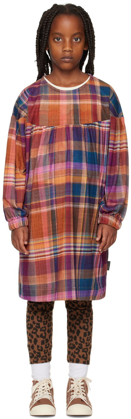 Daily Brat Kids Multicolor Cloe Dress In Blushy Checked