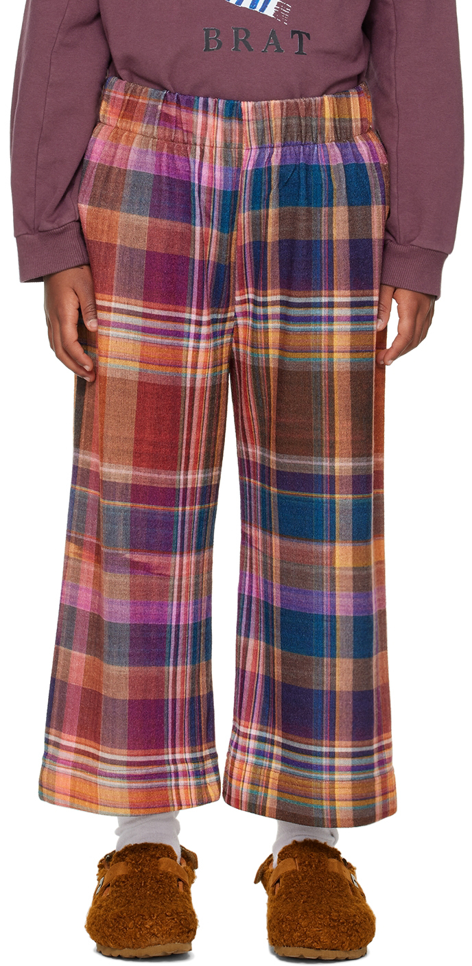Daily Brat Kids Multicolor Ava Lounge Pants In Blushy Checked