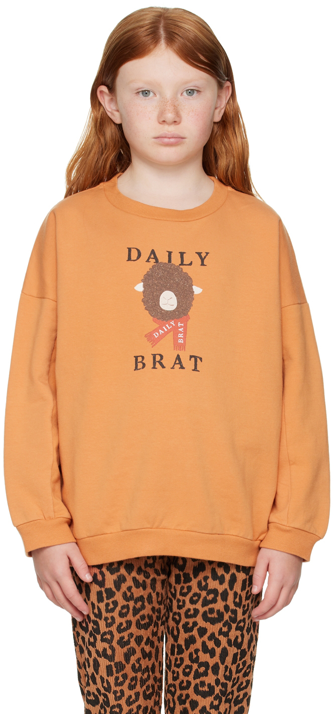 Daily Brat Kids Orange Silly Sheep Sweatshirt In Soft Orange