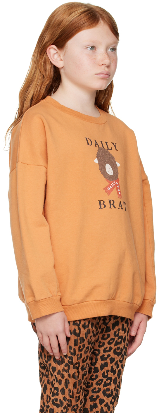 Shop Daily Brat Kids Orange Silly Sheep Sweatshirt In Soft Orange