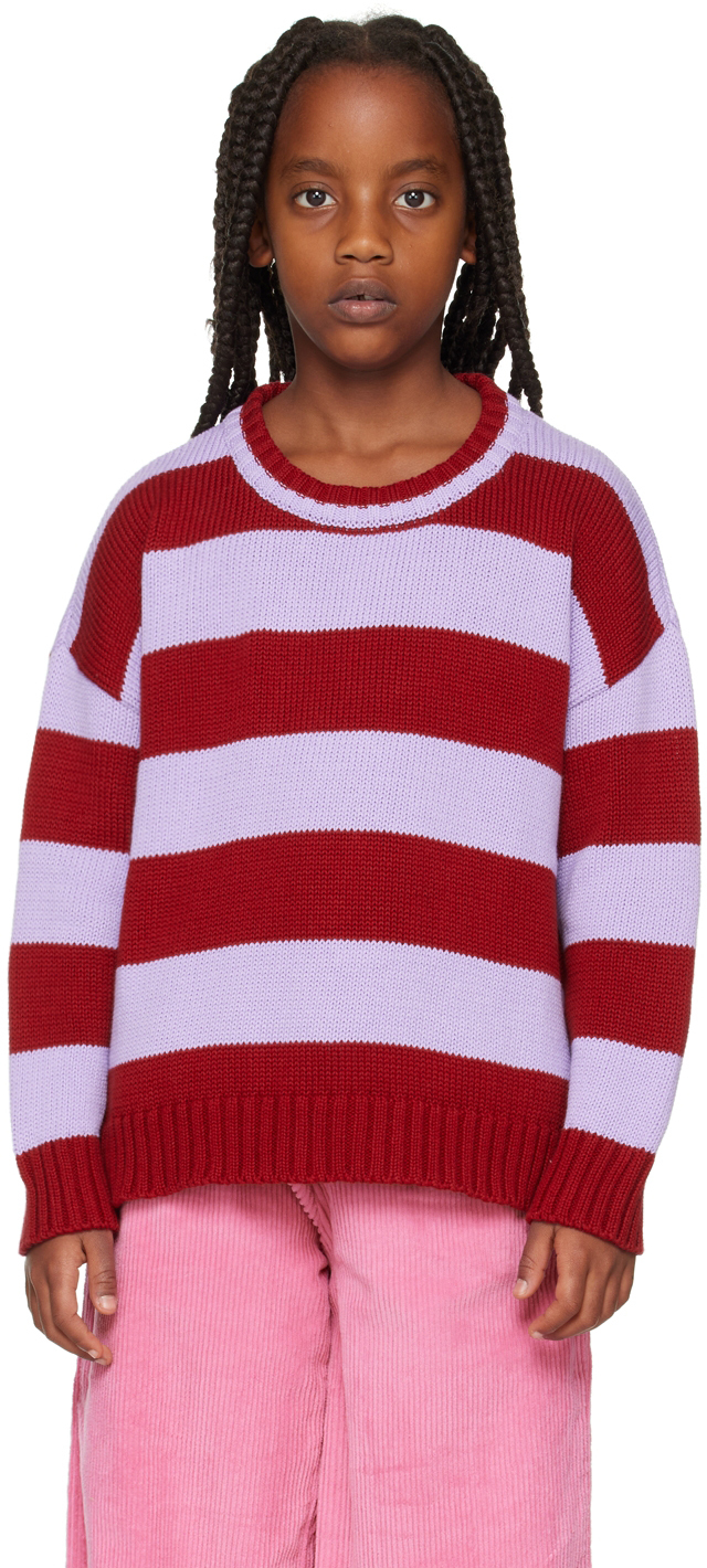 Daily Brat Kids Red & Purple Charlie Sweater In Soft Lilac