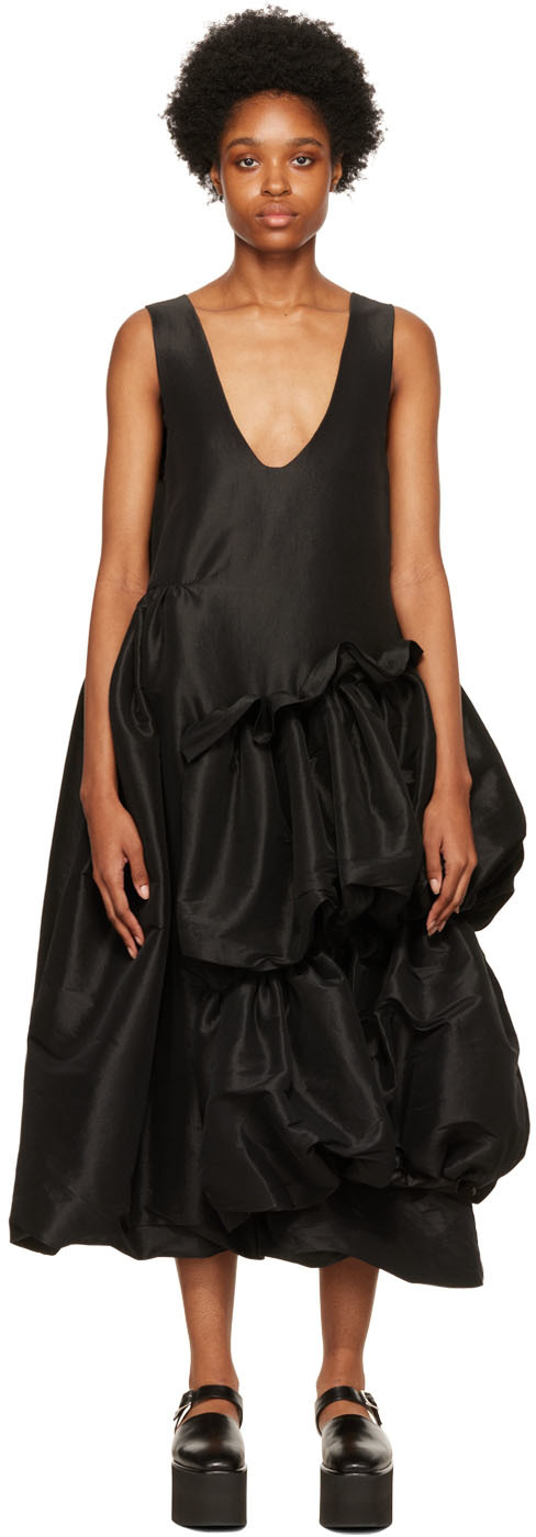 Kika Vargas Black Agnodice Midi Dress
