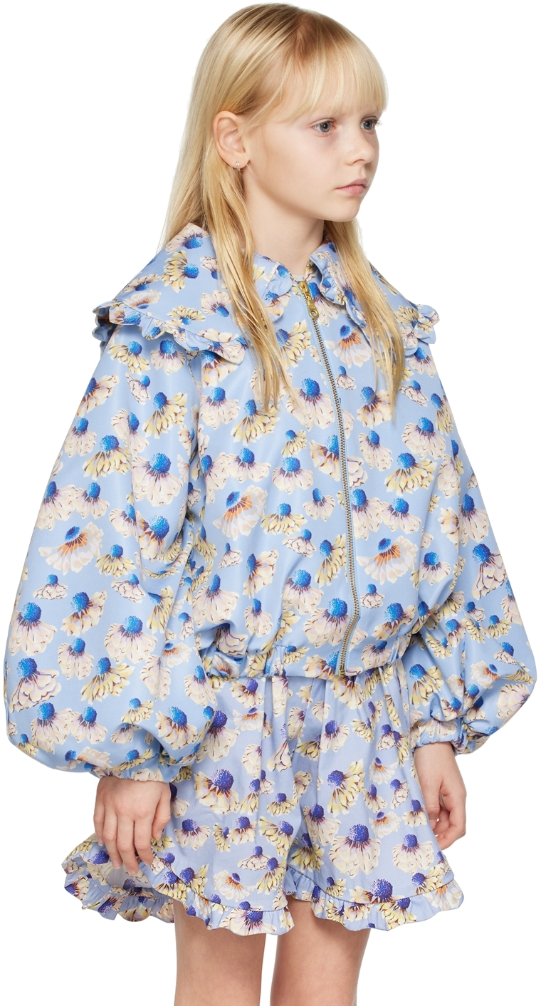 Shop Kika Vargas Ssense Exclusive Kids Blue Agnes Jacket In Blue Daises