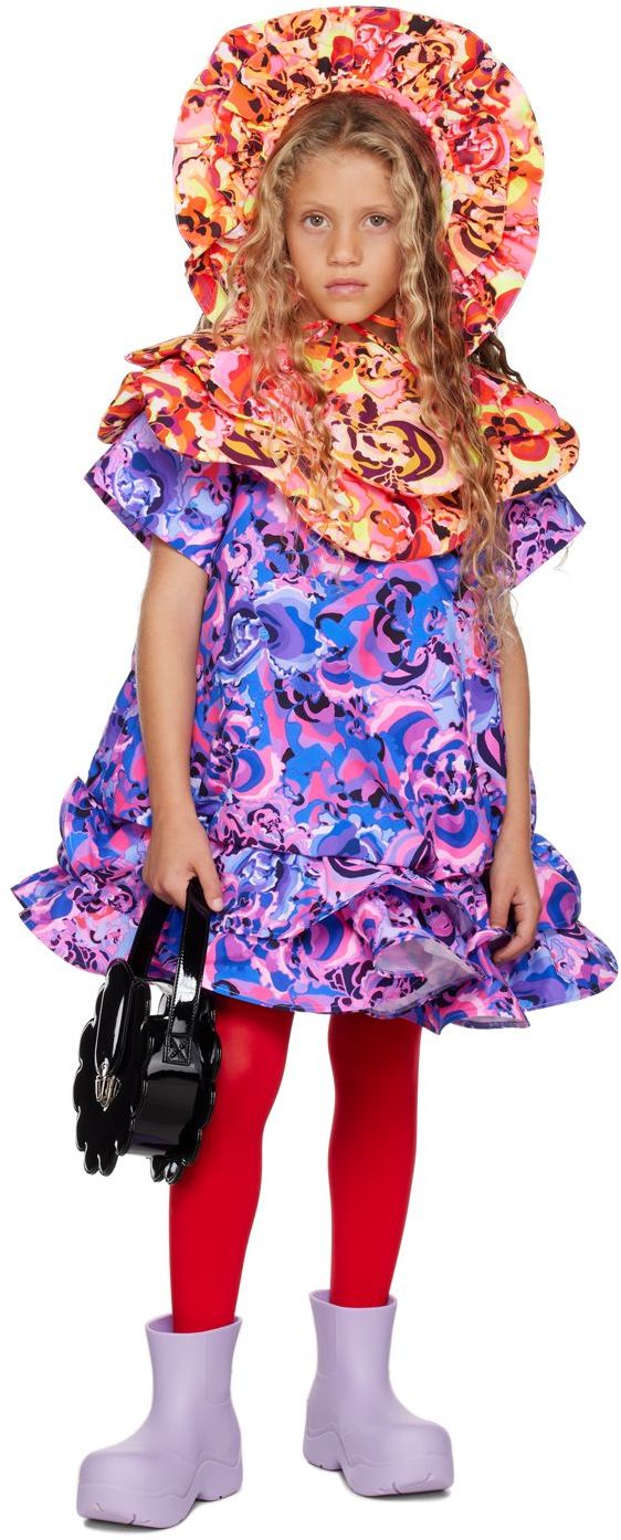 Kika Vargas Ssense Exclusive Kids Multicolor 'the Peony' Dress & Collar Set In Yellow
