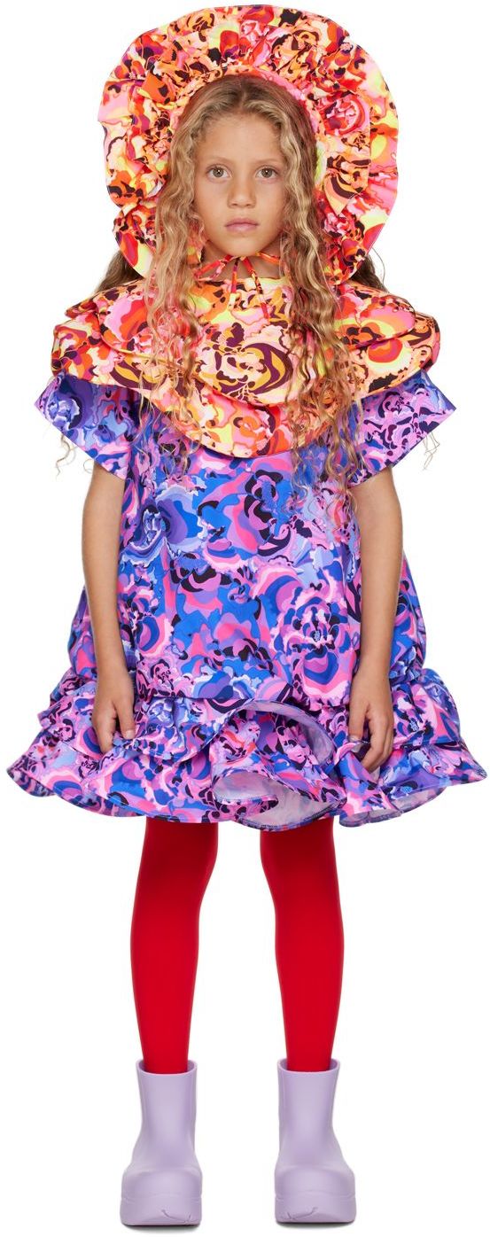 Shop Kika Vargas Ssense Exclusive Kids Multicolor 'the Peony' Dress & Collar Set In Yellow