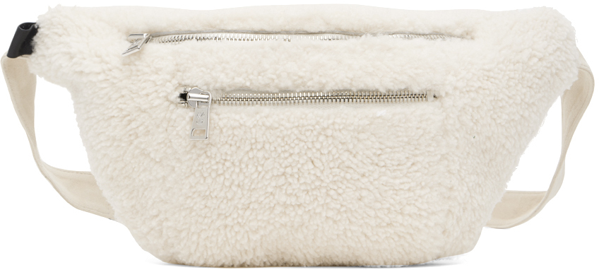 White Shearling Belt Bag