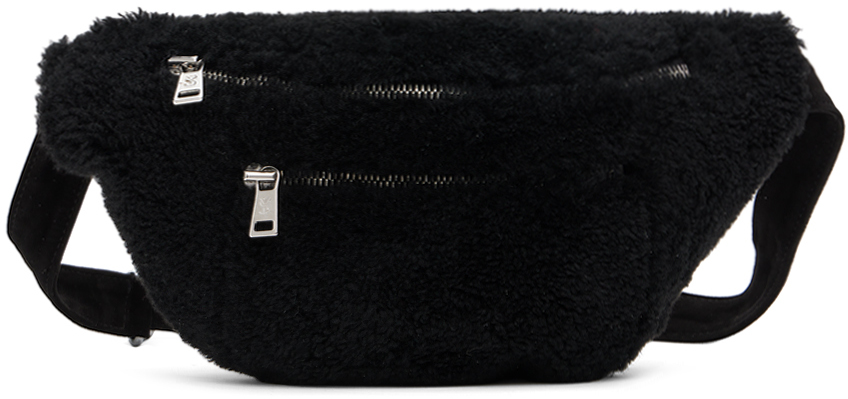 Black Shearling Belt Bag