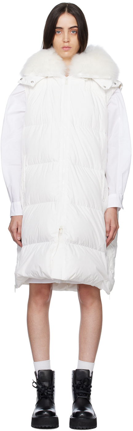 White Quilted Shearling Down Vest